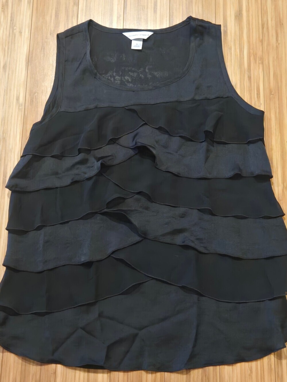 Christopher & Banks Black Ruffle Tier Sleeveless Top